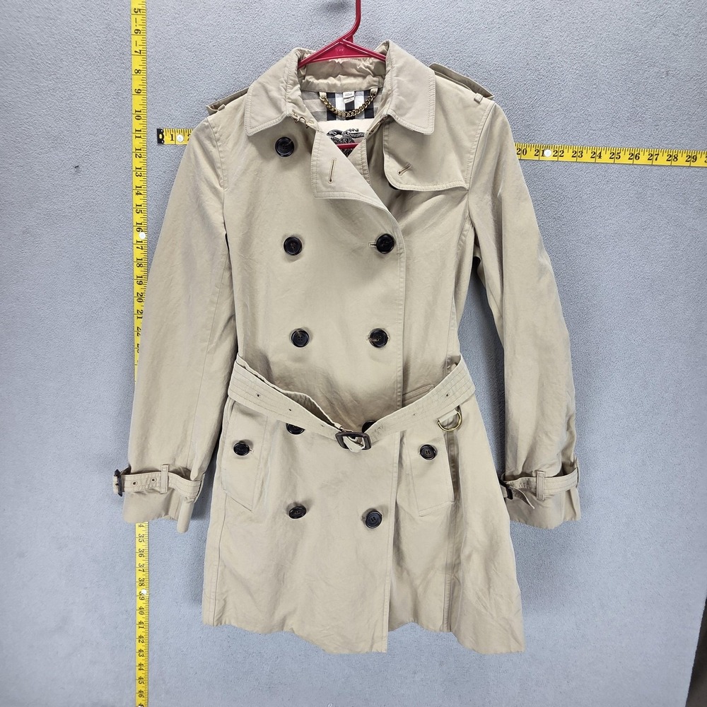 Burberry Jacket Womens 2 Beige Kensington Trench Coat Made In England Belted